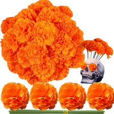 Marigold Flower Heads 50Pcs, Mexican Marigold Artificial Flowers for Day of the