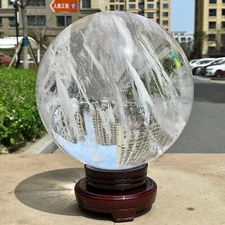 Clear Crystal Ball with Stand - Pure Quartz Sphere - Divination Tool  - 22.6LB