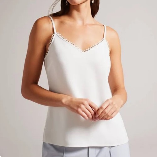 Ted Baker Camisole Size 10 (TB Size 4) Adjustable Strap V-Neck Top Sleeveless - Picture 21 of 24