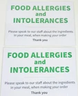 Food  Allergies Intolerance Sign Poster X 2 Laminated Safer Food Better Business