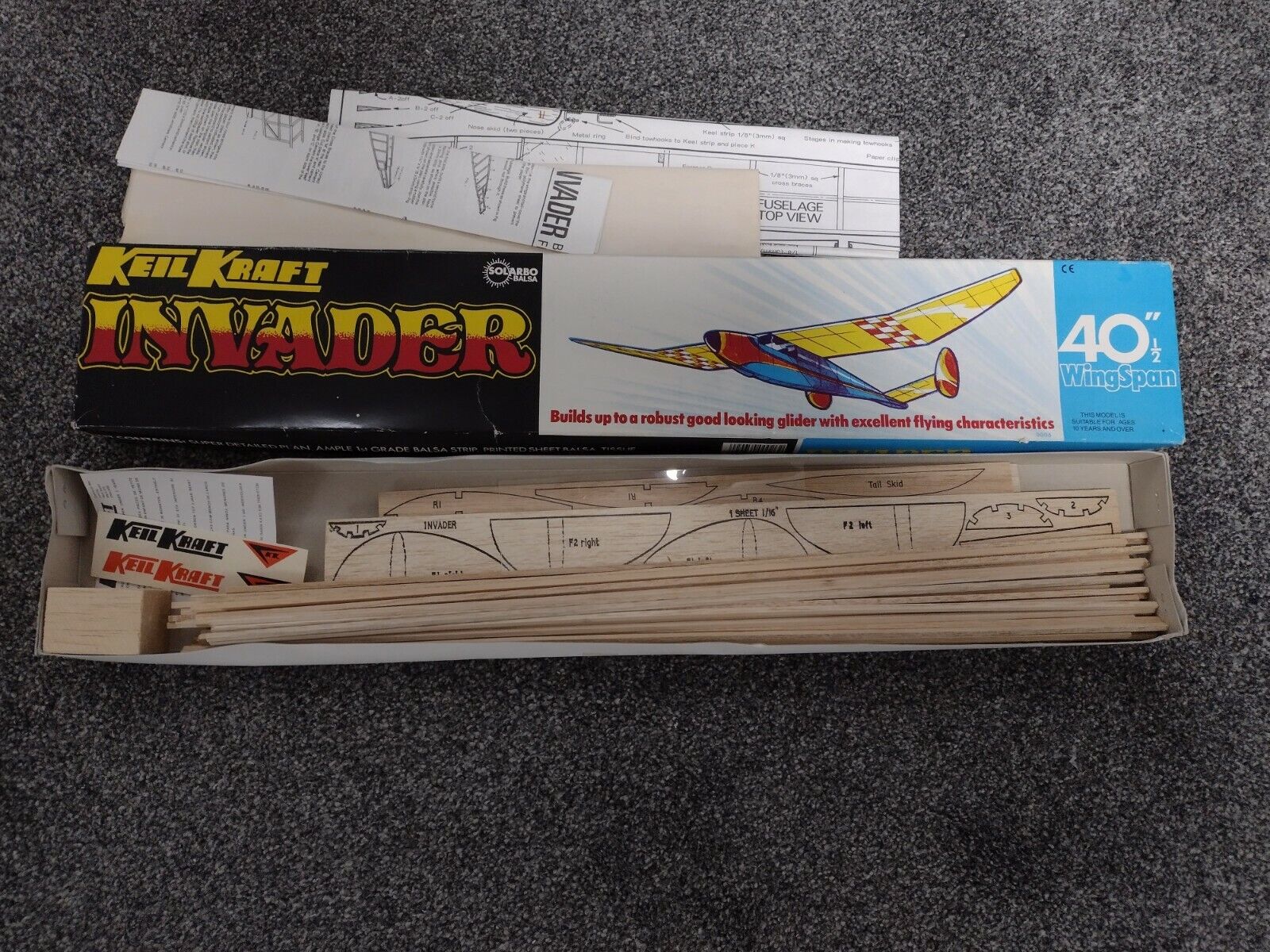 Original Keil Kraft Invader free flight model aeroplane kit