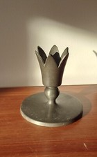  Edvin Ollers GJUTET TENN Rare Vintage Pewter Candlestick Swedish