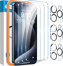 3 3 Protector De Pantalla Y Camara Lente Vidrio Templado Para Iphone 15 Pro