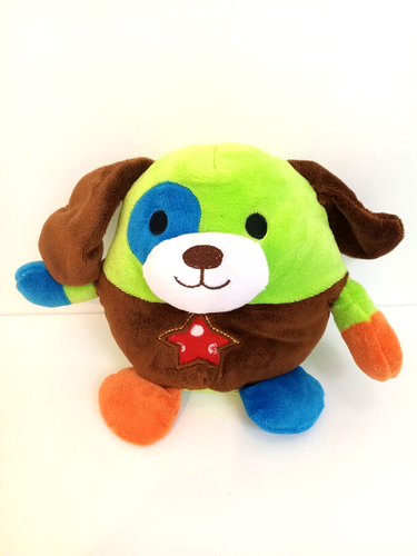 Spark Create Imagine Stuffed Animal Puppy Dog 8 Inch Green Rattle Inside Plush - Picture 3 of 5