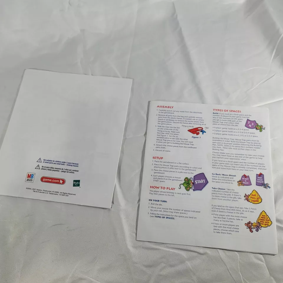 2005 Mouse Trap Instructions and Building Plan Board Game Replacement OEM - Image 4 of 4