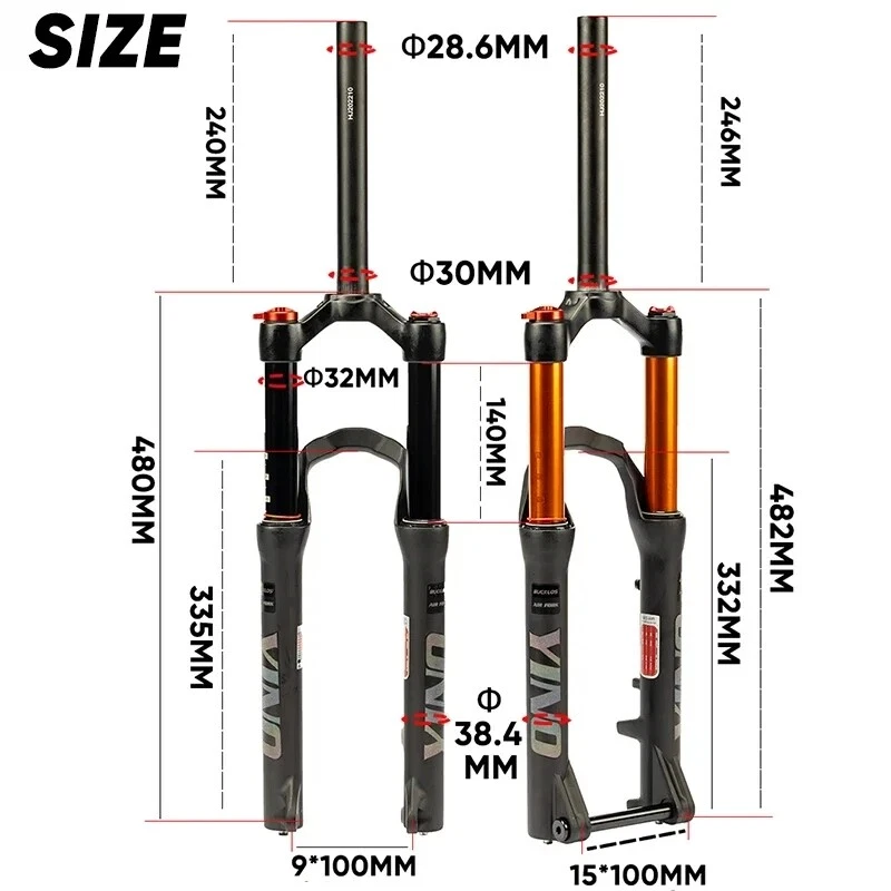 BUCKLOS YINO 24” Air Suspension Fork MTB 120mm Travel 100*15mm Thru Axle/9mm QR - Image 2 of 4