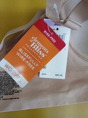 NWT Warners Beige Wireless Bra, Women's Size 38D - Picture 7 of 10