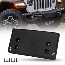 Fit Jeep 2018-2023 Wrangler Front Bumper License Plate Bracket Tag Holder Mount