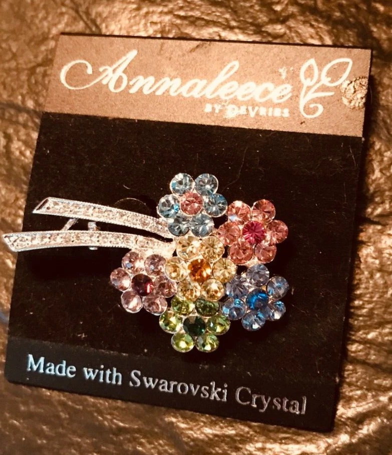 Annaleece By Devries Swarovski Crystal Silver Tone PASTEL