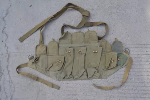 Chicom Chinese T56 7.62 "五六式" Chest Rig Munizioni Pouch Bandolier 1979 - Foto 2 di 6