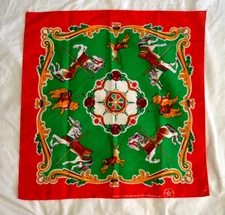 Vintage Springs Ind Carousel Horse Rabbit Floral Green Red Bandana USA 14193