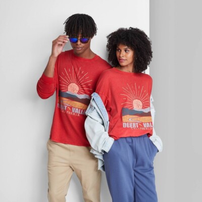 Wild Fable Desert Valley California Red Long Sleeve Shirt Sizes (S,M,XL) NEW