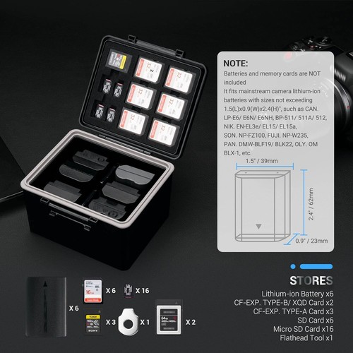 Caja de almacenamiento con soporte para batería de cámara para Nikon EN-DL15 EN-EL3e NP-FZ100 NP-W235 - Imagen 7 de 9
