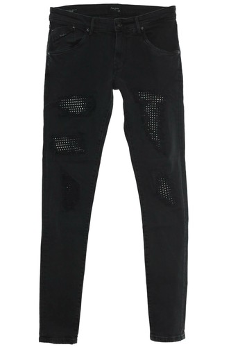 Pepe Tapered Jeans Crystal Donna Pantaloni Denim Stretch Slim Fit Used Look  | eBay