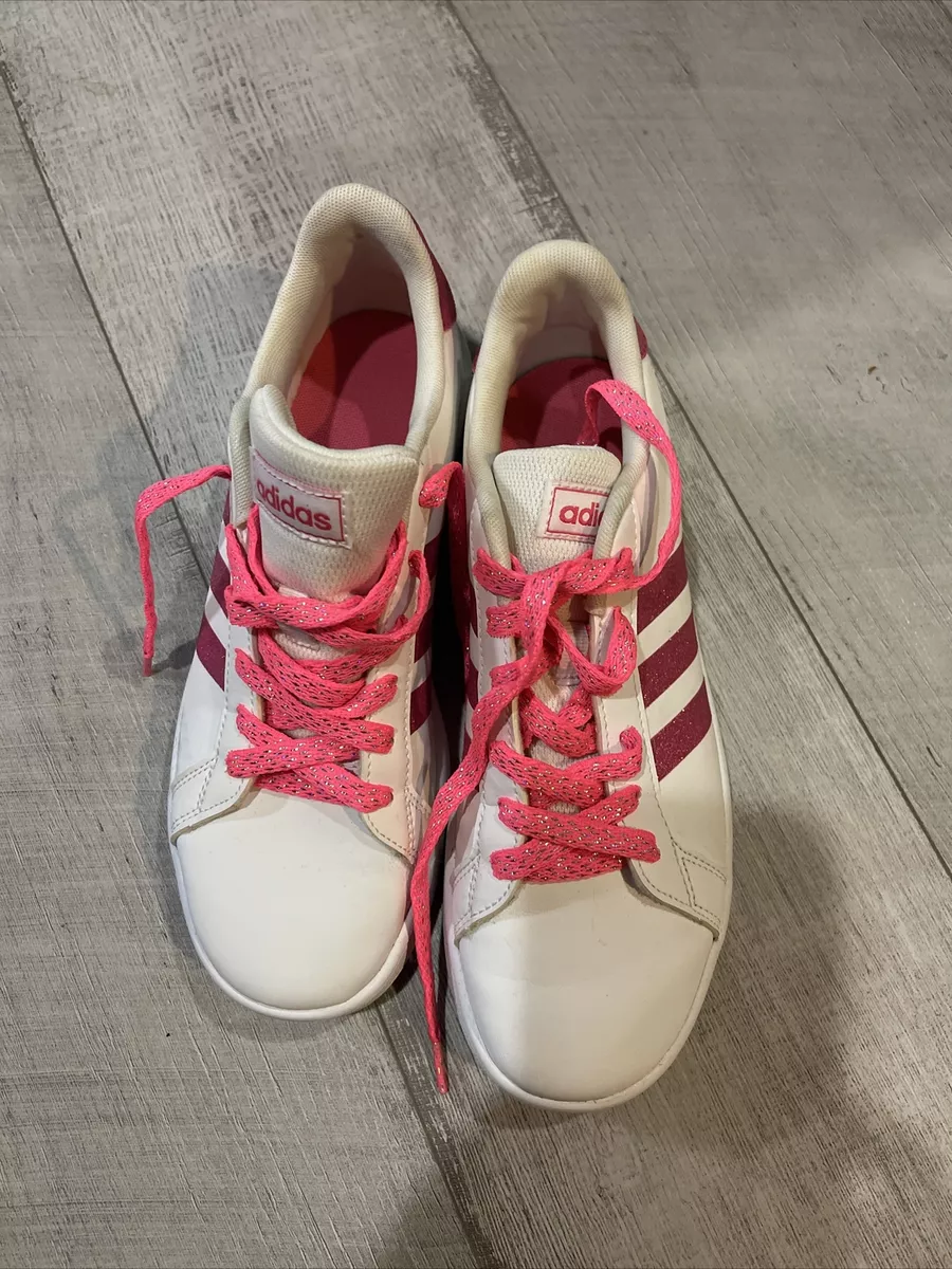 Adidas Originals Grand Court White Pink Glitter Tennis Shoes - 6.5 Sneakers  | eBay