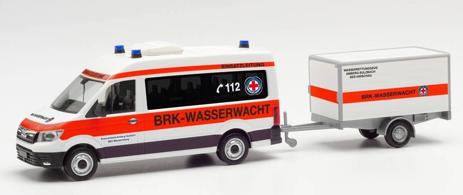 HERPA - MAN TGE Bus HD con rimorchio BRK WASSERWACHT - 1/87 - HER096096