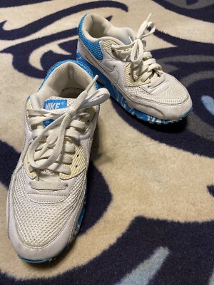 Nike Air Max 90 White/White-Vivid Blue 325213-111 Run Walk Active Shoe Women s 8