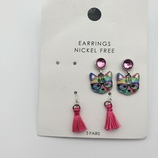 Cat  Jack 2 Pairs Cat Pink Earrings