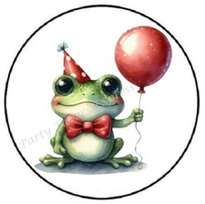 BIRTHDAY FROG WITH BALLOON ENVELOPE SEALS LABELS STICKERS PARTY FAVORS