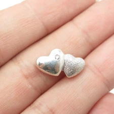 925 Sterling Silver Real Diamond Accent Heart Couple Slide Pendant