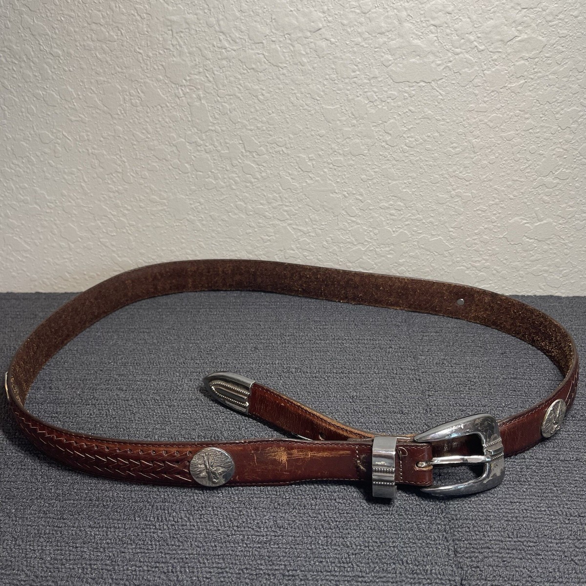 ONYX By BRIGHTON Brown Leather Logan Golf Laced Taper Belt  display picture 1