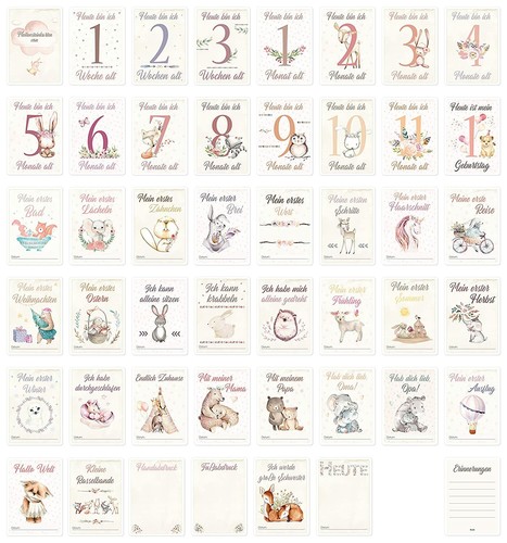 OLGS 45 carte pietra miliare bambino, gravidanza battesimo baby party milestone cards - Foto 16 di 18