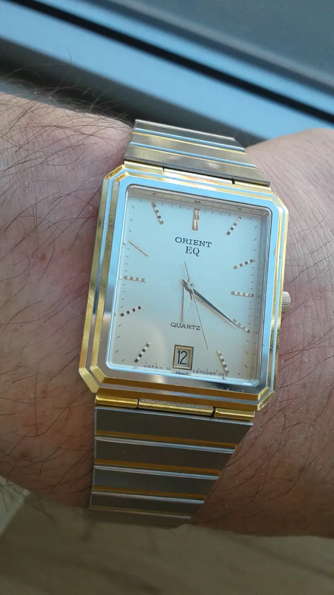 Orient EQ RECTANGOLO C27018 40CS Vintage Collection NOS Watch 80 s Japan Montre