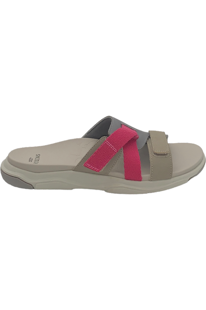 Earth Origins Suede Sport Slide Sandals Vara Gray/Beige/Hot  display picture 2