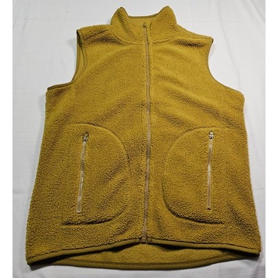 Double Zero Fleece Vest Women Spicy Small Yellow Full Zip Pockets Outerwear