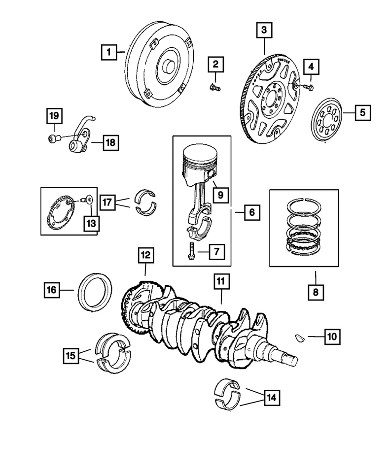 Kit de cojinete de empuje del cigüeñal Mopar genuino 68036245AA Foto 4 de 4