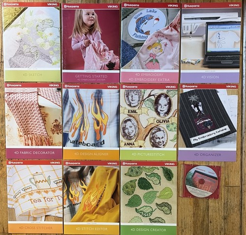 Lot of 11 Husqvarna viking 4-D Embroidery Software User Guids and 1 CD