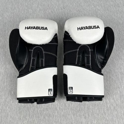 Hayabusa S4 Boxing Gloves Small White Black Leather Suede 12oz - Picture 3 of 11