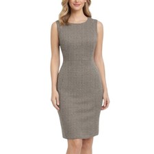 Calvin Klein Women’s Size 14 Tan Black Sheath Dress NWT Career Stretch Neutral