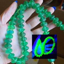 Antique c.1800s Uranium Glass African Trade Beads Green Strand