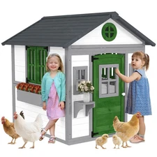 Playhouse for Kids with Doors, Windows, Planter Pots and Boxes