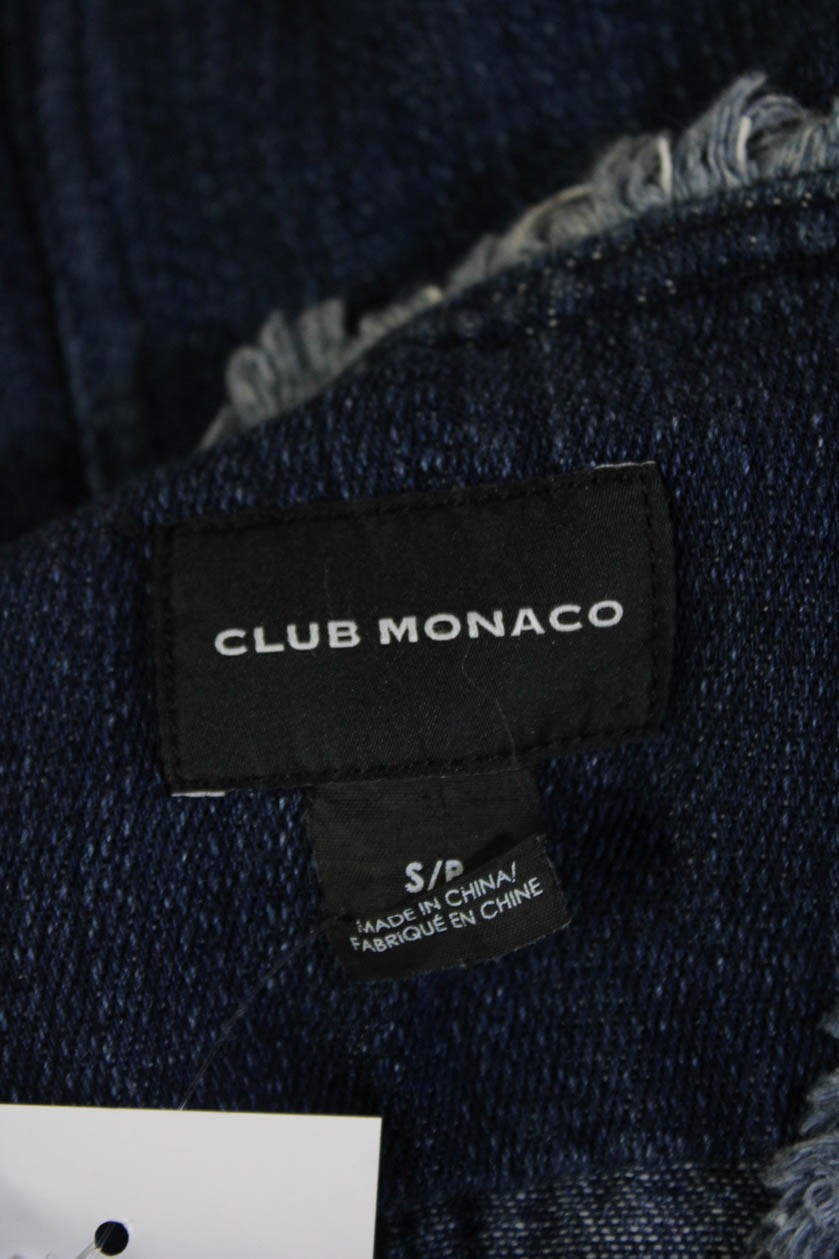 Club Monaco Womens Long Sleeve Button Denim Jacket Blue Size S