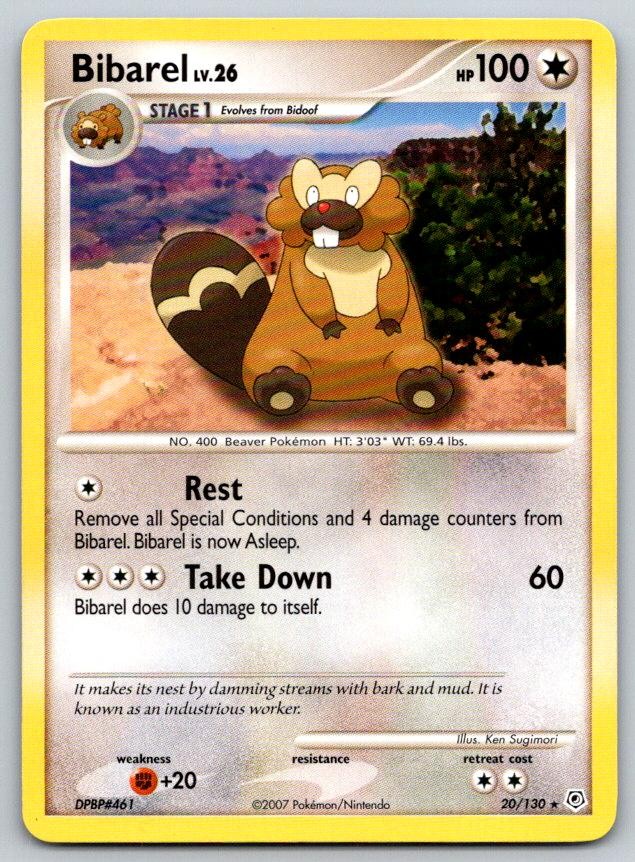 Bibarel Diamond & Pearl 20/130 Pokemon Card NM