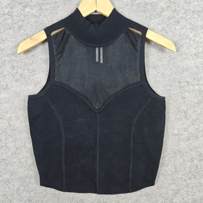 #ad Anthropologie Women#x27;s Black Tank Top Size XS Viscose Blend Sheer Mock Neck Crop $28.00