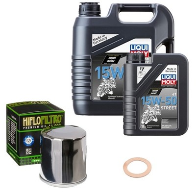 HiFlo Ölfilter Set LM 15W-50 Street 5L für Yamaha XV 1700 Road Star Warrior 2005
