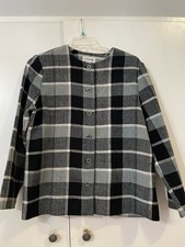 Alfred Dunner Blazer/jacket- Black And White Check-long Sleeve-sz 14