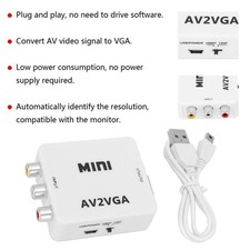 HD 1080P Mini Video Converter AV to VGA Computer to TV Video Adapter with Data