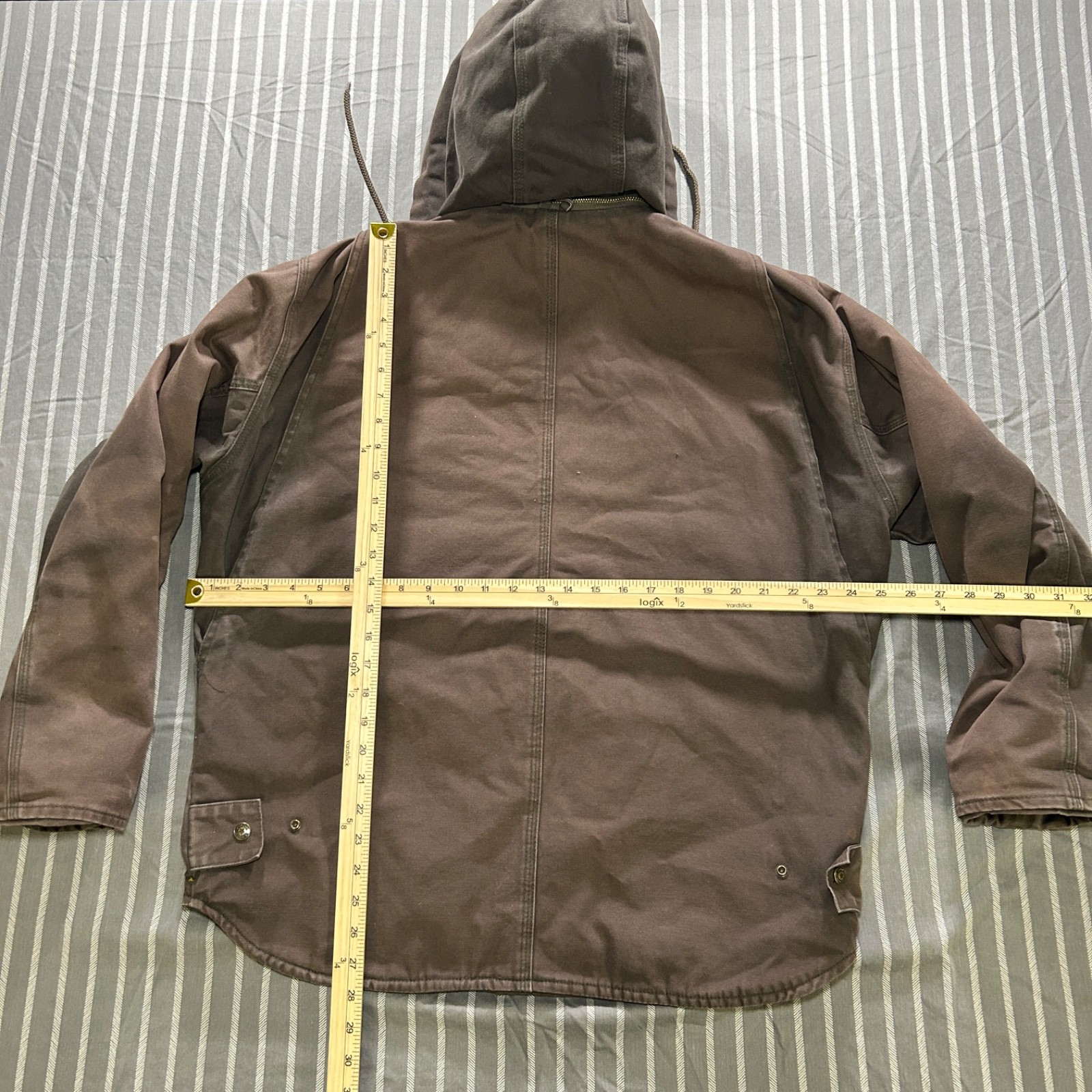 CE Schmidt Coat Mens Medium Brown Lined Canvas Barn Chore Jacket Workwear Hooded