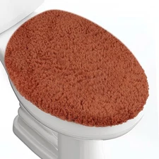 Microfiber Elongated Toilet Seat Cover 19.5"x 15" Machine Washable Solid Toil...