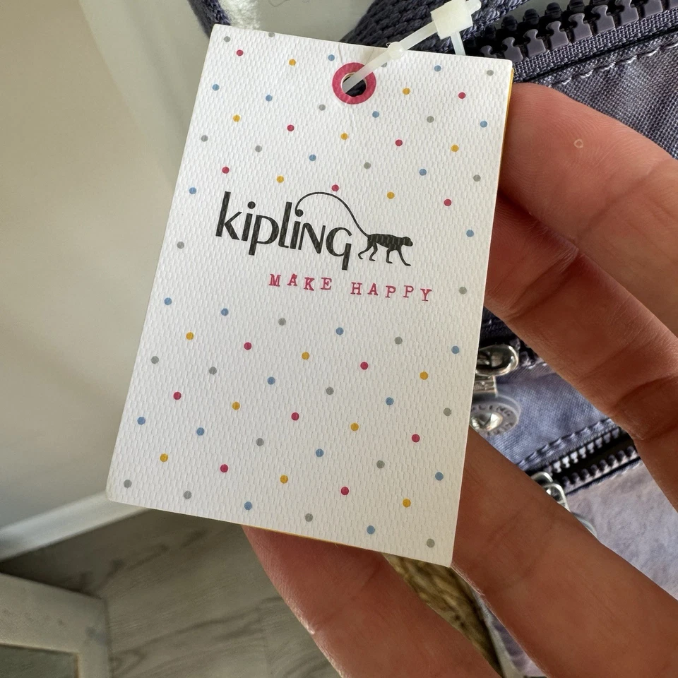 Bolso Bandolera Kipling Azul Metálico Nylon Ligero Mono Dije Nuevo con Etiquetas Foto 3 de 4