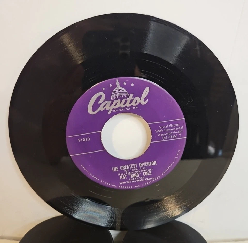 Nat "King" Cole–Mona Lisa / The Greatest Inventor 1950 Capitol F1010 7" 45 EX - Image 4 of 4