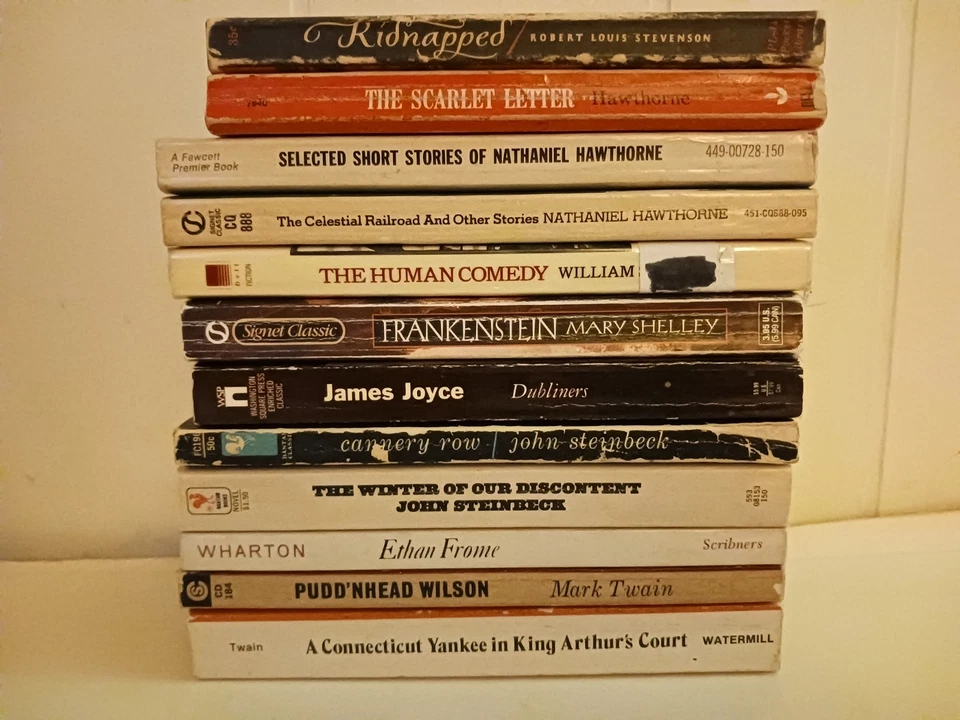 12 Books Frankenstein, Hawthorne, Mark Twain, Joyce, John Steinbeck, Wharton  - Image 2 of 2