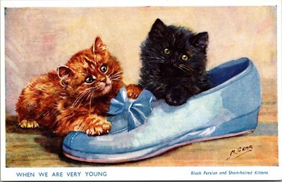 J. Salmon Postcard Kittens in Shoe by M. Gerr  When We Are Very Young  Cats 5075