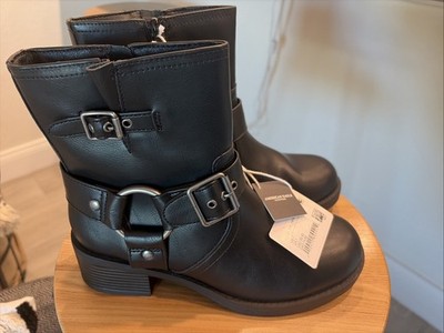 American Eagle Outfitters Moto Booty Vegan Leather Biker Ankle Boots Black 7 NWT