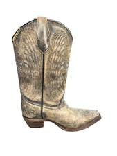 Corral Teens Sz 1 Brown Distressed Leather Embroidered Cross Wing Western Boots