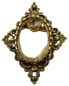 Authentic Vintage Gold Plated Diamond Shape Pin Brooch 1.75" Missing Center Stone Repair